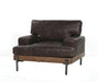 Silchester Oak & Distress Chocolate Top Grain Leather Chair - U&U Home Budget Furniture (Carteret, NJ)