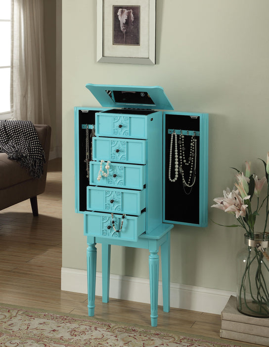 Tammy Light Blue Jewelry Armoire - U&U Home Budget Furniture (Carteret, NJ)