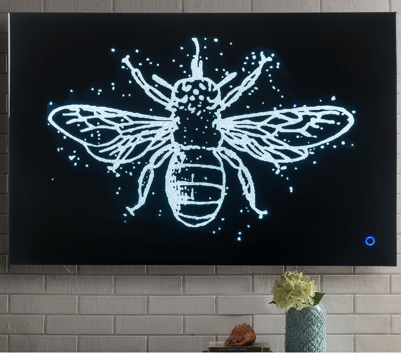 Vedris Smoky Glass & Faux Crystal Wall Art (LED) - U&U Home Budget Furniture (Carteret, NJ)