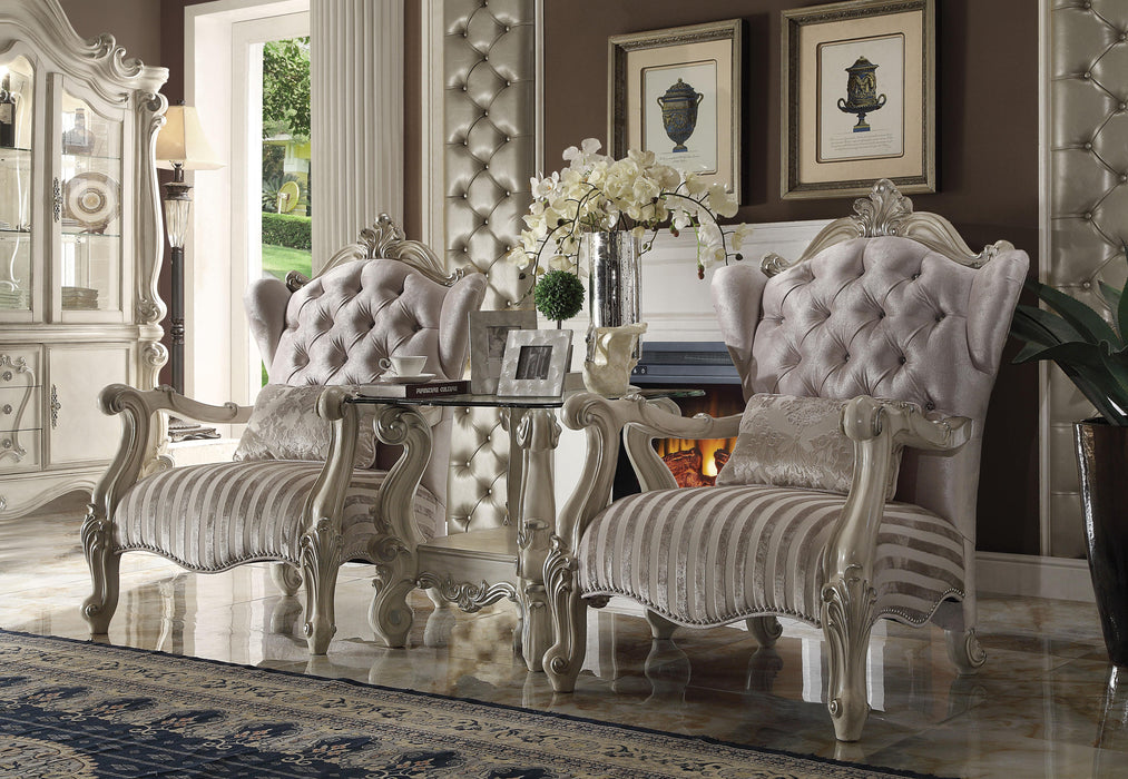 Versailles Ivory Velvet & Bone White Chair & 1 Pillow - U&U Home Budget Furniture (Carteret, NJ)