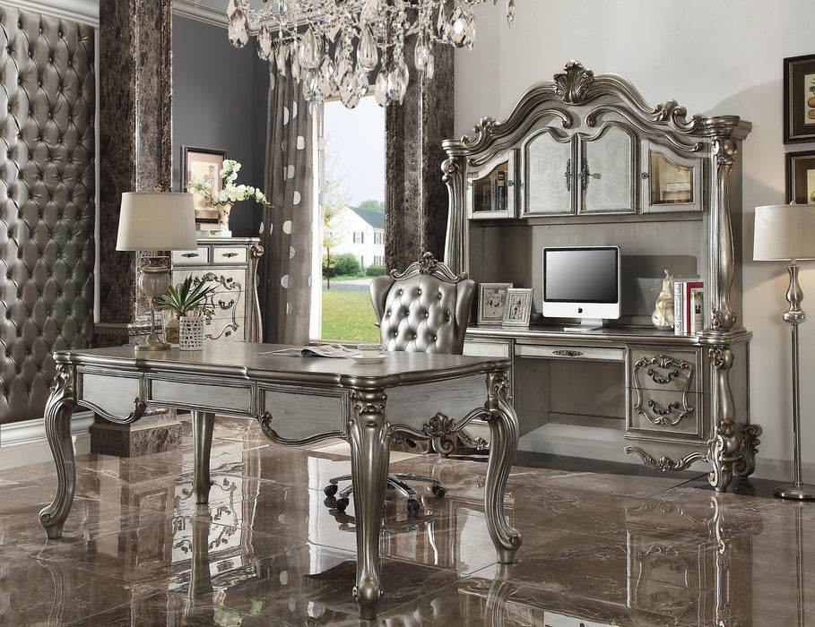 Versailles Silver PU & Antique Platinum Office Chair - U&U Home Budget Furniture (Carteret, NJ)