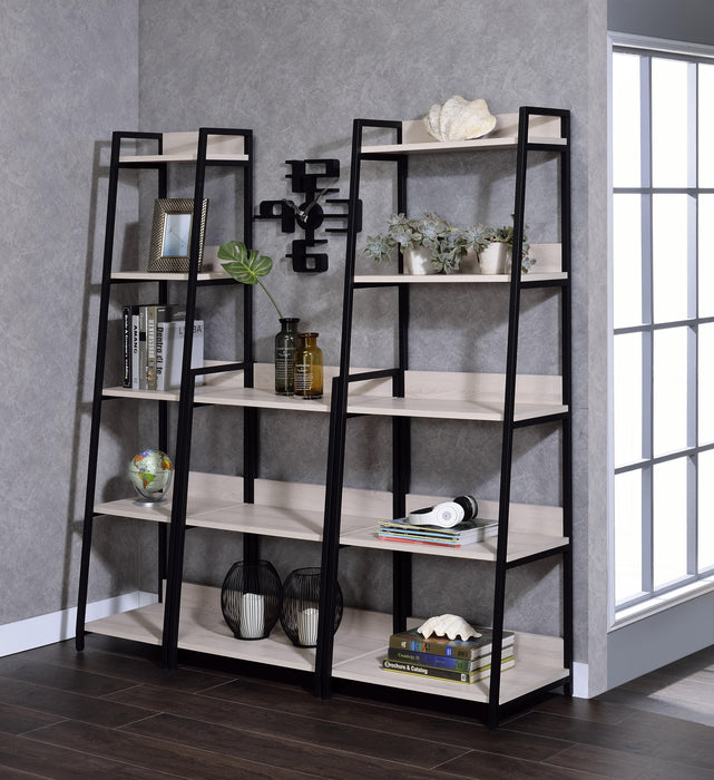 Wendral Natural & Black Bookshelf (5-Tier, 23"L) - U&U Home Budget Furniture (Carteret, NJ)