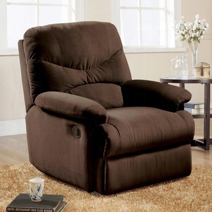 Arcadia Chocolate Microfiber Recliner (Motion) - U&U Home Budget Furniture (Carteret, NJ)