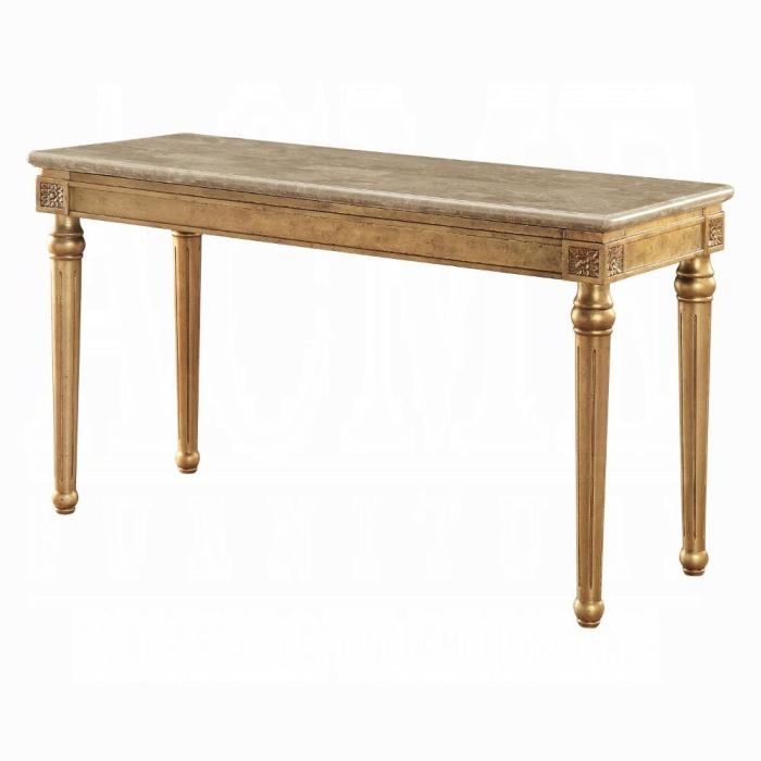 Acme Furniture Daesha Sofa Table in Marble/Antique Gold 81718 - U&U Home Budget Furniture (Carteret, NJ)