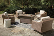 Beachcroft Beachcroft Fire Pit Table with Four Nuvella Swivel Lounge Chairs - U&U Home Budget Furniture (Carteret, NJ)