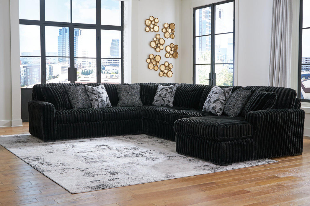 Midnight-Madness Sectional with Chaise - U&U Home Budget Furniture (Carteret, NJ)