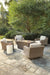Beachcroft Beachcroft Fire Pit Table with Four Nuvella Swivel Lounge Chairs - U&U Home Budget Furniture (Carteret, NJ)