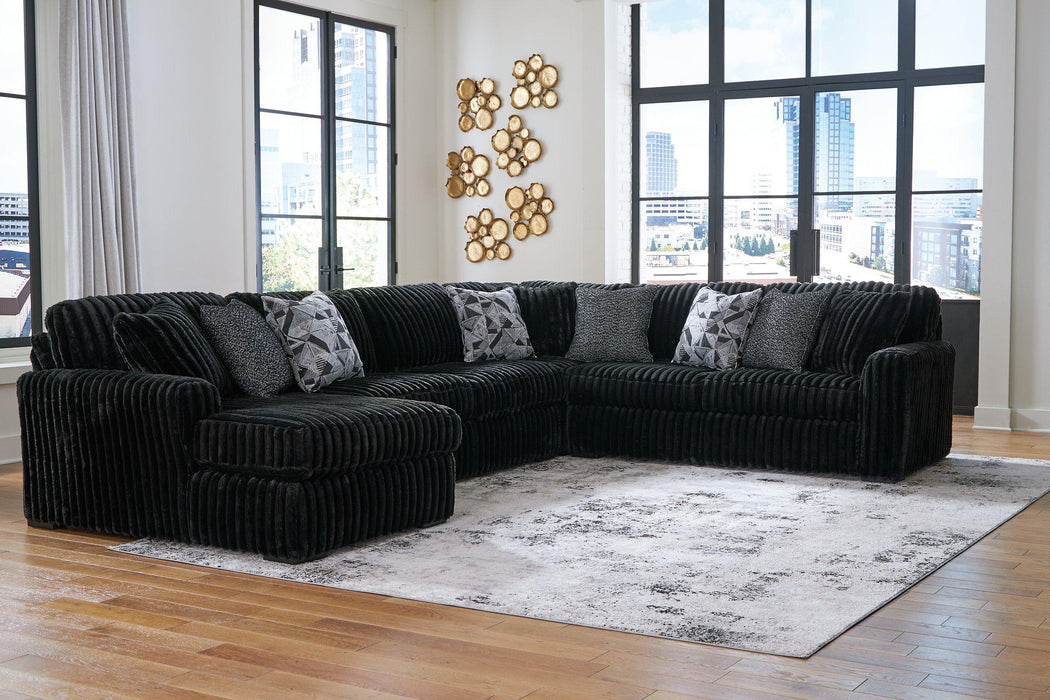 Midnight-Madness Sectional with Chaise - U&U Home Budget Furniture (Carteret, NJ)