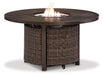 Paradise Trail Paradise Trail Fire Pit Table with 4 Nuvella Swivel Lounge Chairs - U&U Home Budget Furniture (Carteret, NJ)