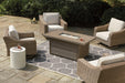 Beachcroft Beachcroft Fire Pit Table with Four Nuvella Swivel Lounge Chairs - U&U Home Budget Furniture (Carteret, NJ)