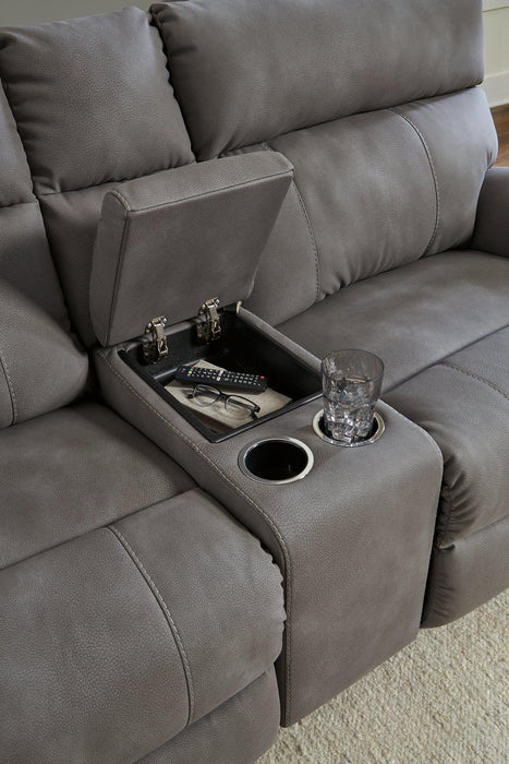 Next-Gen DuraPella Power Reclining Sectional Loveseat with Console - U&U Home Budget Furniture (Carteret, NJ)
