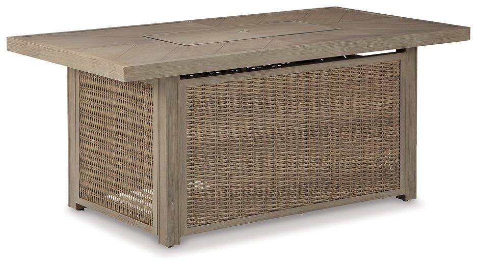 Beachcroft Beachcroft Fire Pit Table with Four Nuvella Swivel Lounge Chairs - U&U Home Budget Furniture (Carteret, NJ)