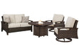 Paradise Trail Outdoor Loveseat, Lounge Chairs and Fire Pit Table - U&U Home Budget Furniture (Carteret, NJ)