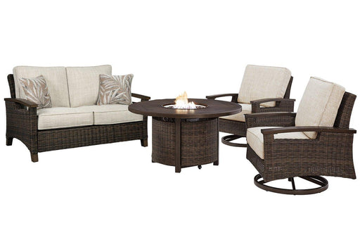 Paradise Trail Outdoor Loveseat, Lounge Chairs and Fire Pit Table - U&U Home Budget Furniture (Carteret, NJ)