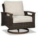 Paradise Trail Paradise Trail Fire Pit Table with 4 Nuvella Swivel Lounge Chairs - U&U Home Budget Furniture (Carteret, NJ)