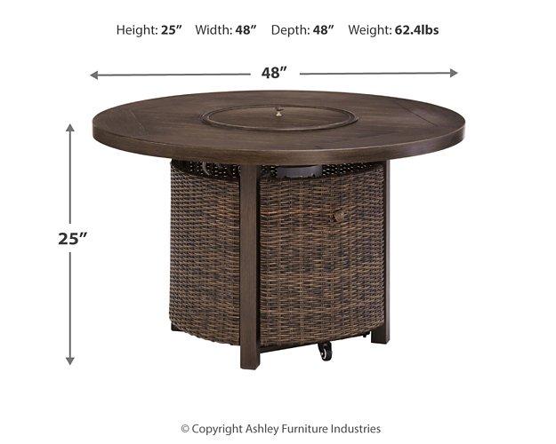Paradise Trail Paradise Trail Fire Pit Table with 4 Nuvella Swivel Lounge Chairs - U&U Home Budget Furniture (Carteret, NJ)