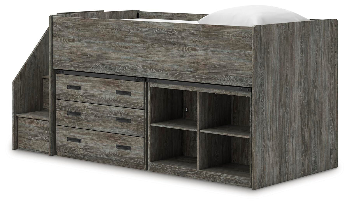 Frandern Loft Bed with Bookcase and Drawer Storage - U&U Home Budget Furniture (Carteret, NJ)
