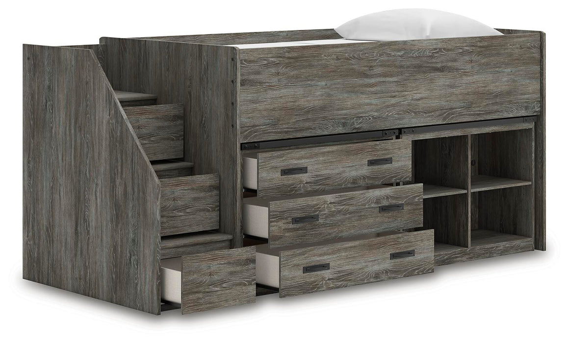 Frandern Loft Bed with Bookcase and Drawer Storage - U&U Home Budget Furniture (Carteret, NJ)