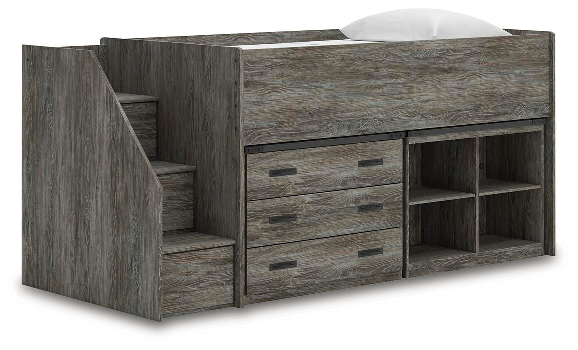 Frandern Loft Bed with Bookcase and Drawer Storage - U&U Home Budget Furniture (Carteret, NJ)