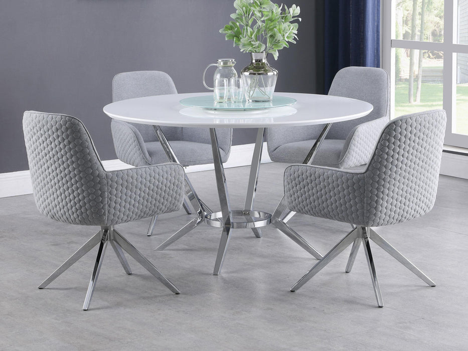 Abby 5-piece Dining Set White and Light Grey - U&U Home Budget Furniture (Carteret, NJ)