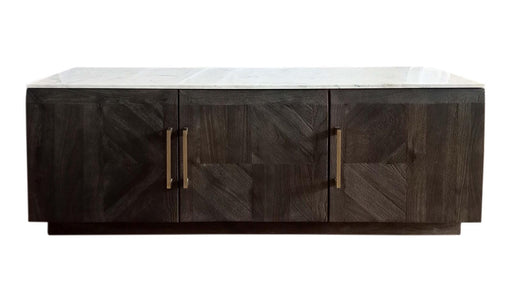 Dennis 3-door Marble Top Dining Sideboard Server White and Tobacco Grey - U&U Home Budget Furniture (Carteret, NJ)
