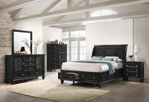 Sandy Beach Storage 5-Piece Eastern King Bedroom Set with Sleigh Headboard - U&U Home Budget Furniture (Carteret, NJ)