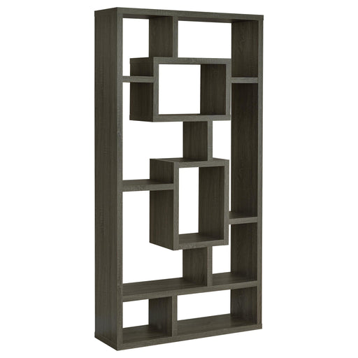 Howie 10-shelf Bookcase Weathered Grey - U&U Home Budget Furniture (Carteret, NJ)