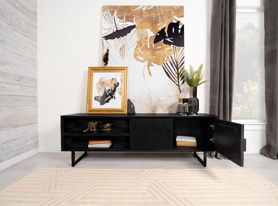 Marsden 2-door Wood 70" TV Stand Charcoal Black - U&U Home Budget Furniture (Carteret, NJ)