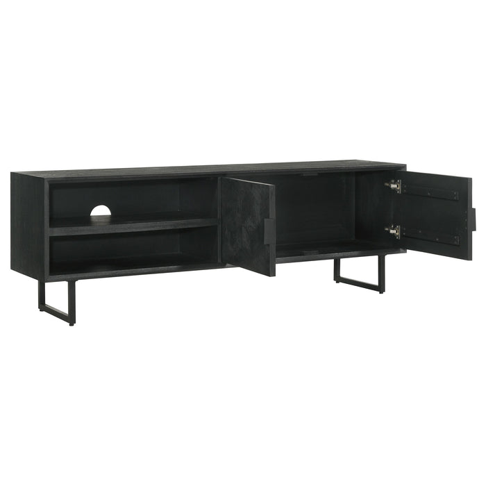 Marsden 2-door Wood 70" TV Stand Charcoal Black - U&U Home Budget Furniture (Carteret, NJ)