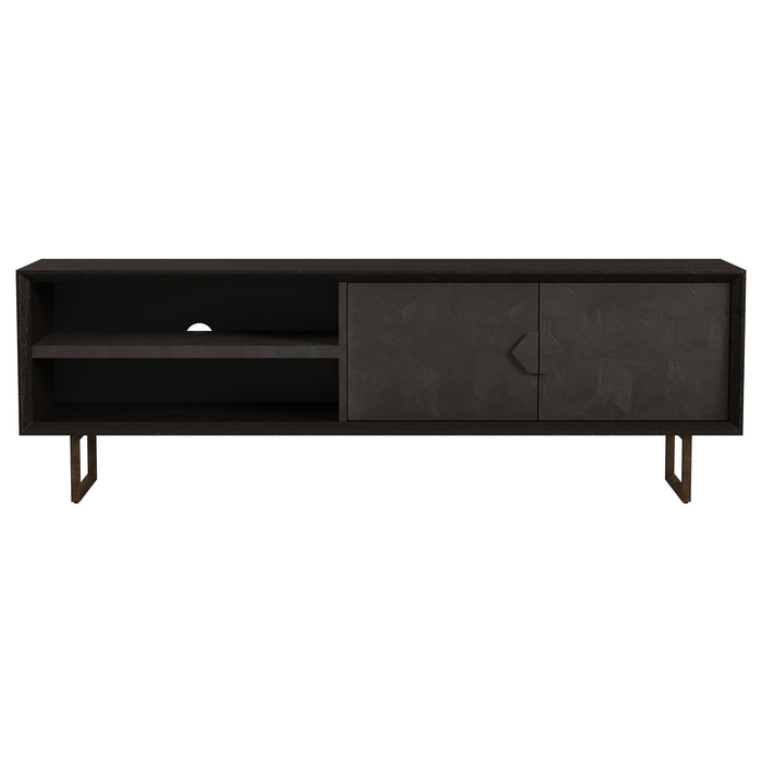 Marsden 2-door Wood 70" TV Stand Charcoal Black - U&U Home Budget Furniture (Carteret, NJ)
