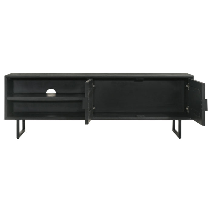 Marsden 2-door Wood 70" TV Stand Charcoal Black - U&U Home Budget Furniture (Carteret, NJ)
