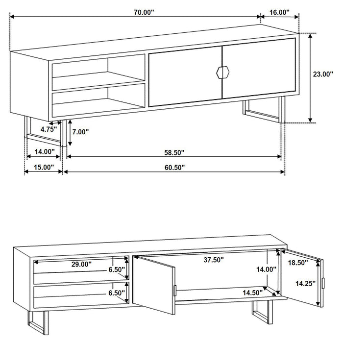 Marsden 2-door Wood 70" TV Stand Charcoal Black - U&U Home Budget Furniture (Carteret, NJ)