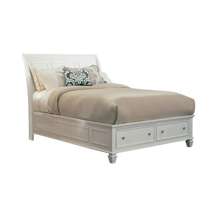 Sandy Beach Queen & E.King Panel Bed with High Headboard Black & White - U&U Home Budget Furniture (Carteret, NJ)