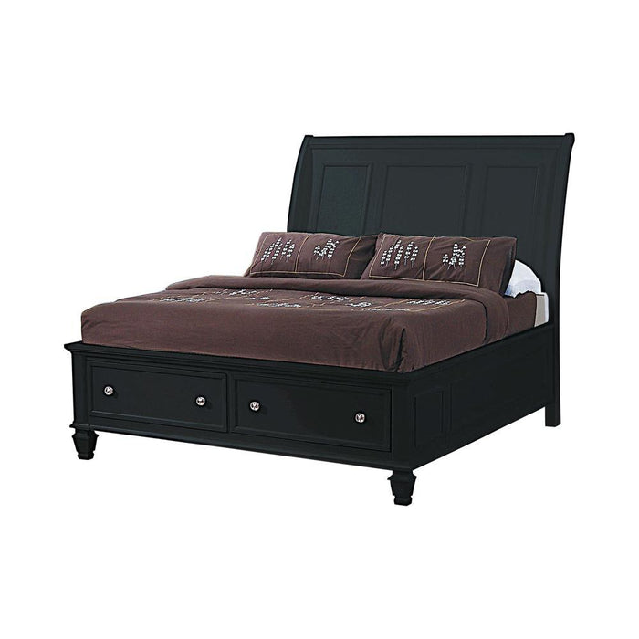 Sandy Beach Queen & E.King Storage Sleigh Bed Black & White - U&U Home Budget Furniture (Carteret, NJ)