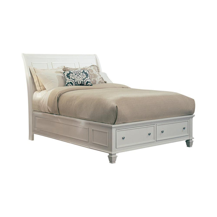 Sandy Beach Queen & E.King Storage Sleigh Bed Black & White - U&U Home Budget Furniture (Carteret, NJ)