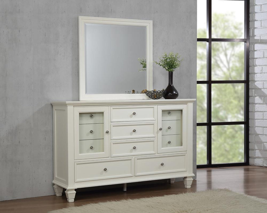 Sandy Beach Rectangular Dresser Mirror Cream White - U&U Home Budget Furniture (Carteret, NJ)