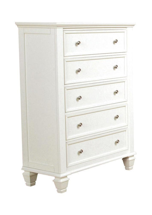 Sandy Beach 5-drawer Rectangular Chest Cream White - U&U Home Budget Furniture (Carteret, NJ)