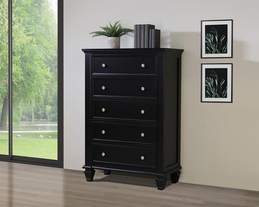 Sandy Beach 5-drawer Chest Black - U&U Home Budget Furniture (Carteret, NJ)