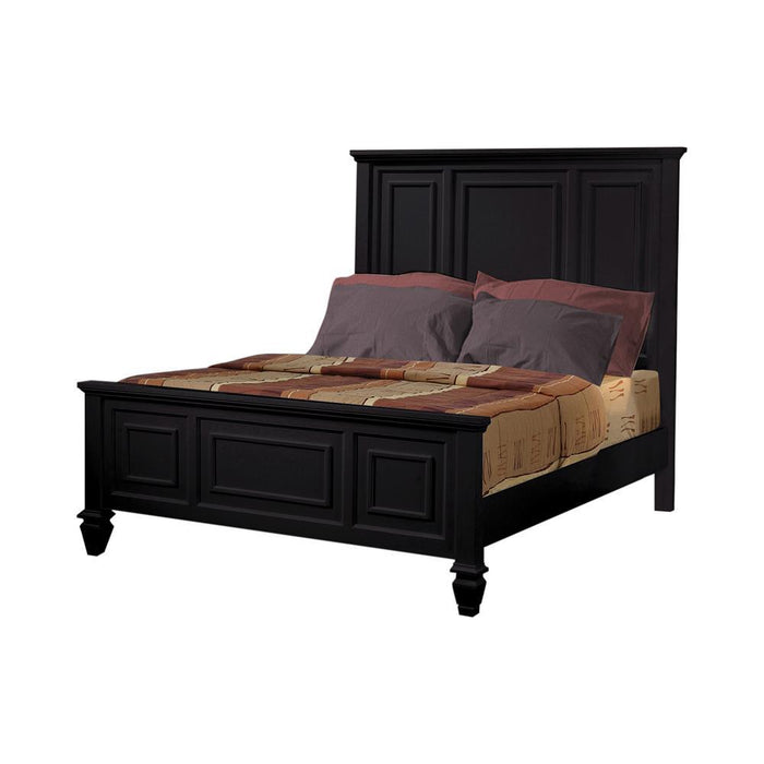 Sandy Beach Queen & E.King Panel Bed with High Headboard Black & White - U&U Home Budget Furniture (Carteret, NJ)