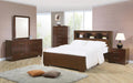 Jessica California King, E.king, & Queen Bed with Storage Headboard Cappuccino - U&U Home Budget Furniture (Carteret, NJ)
