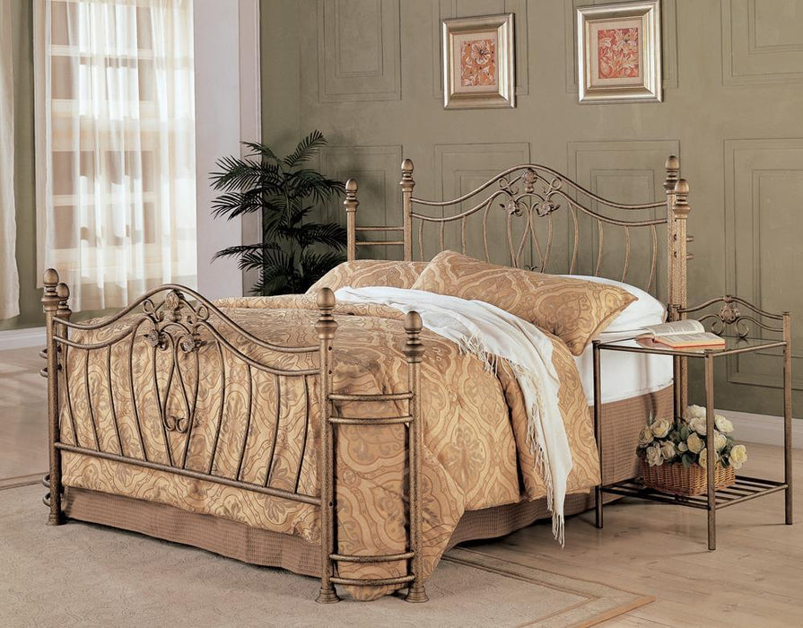 Sydney Eastern King & Queen Bed Antique Brushed Gold - U&U Home Budget Furniture (Carteret, NJ)