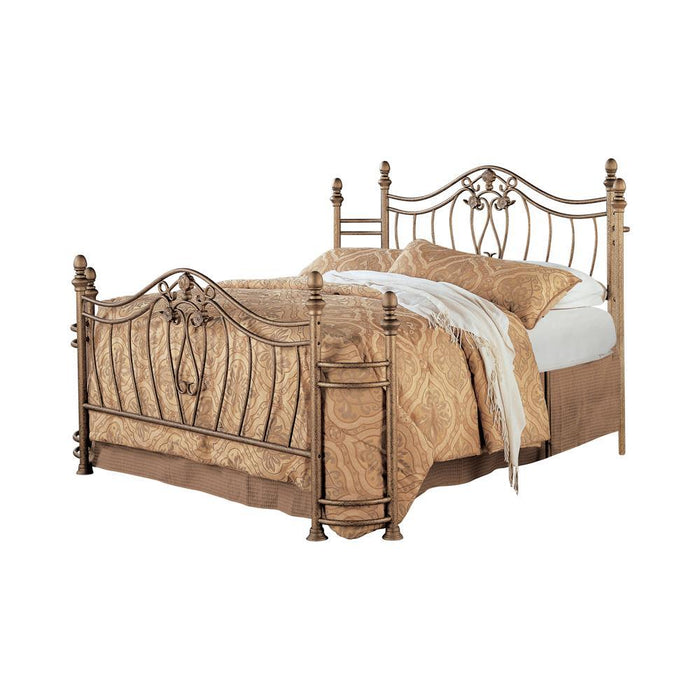 Sydney Eastern King & Queen Bed Antique Brushed Gold - U&U Home Budget Furniture (Carteret, NJ)