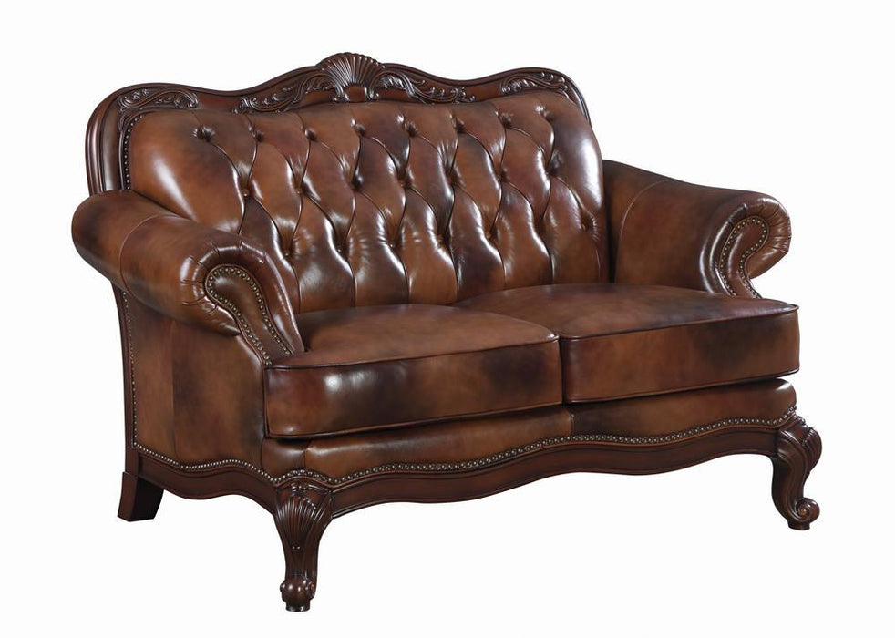 Victoria Tufted Back Loveseat Tri-tone and Brown - U&U Home Budget Furniture (Carteret, NJ)