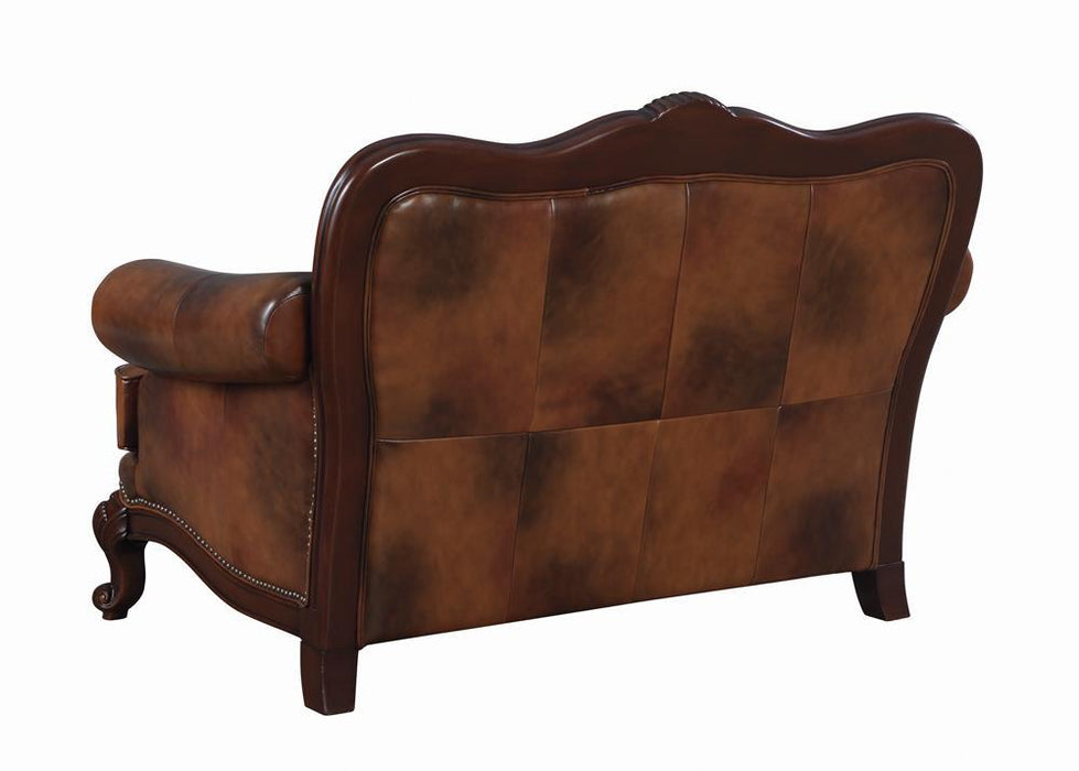Victoria Tufted Back Loveseat Tri-tone and Brown - U&U Home Budget Furniture (Carteret, NJ)