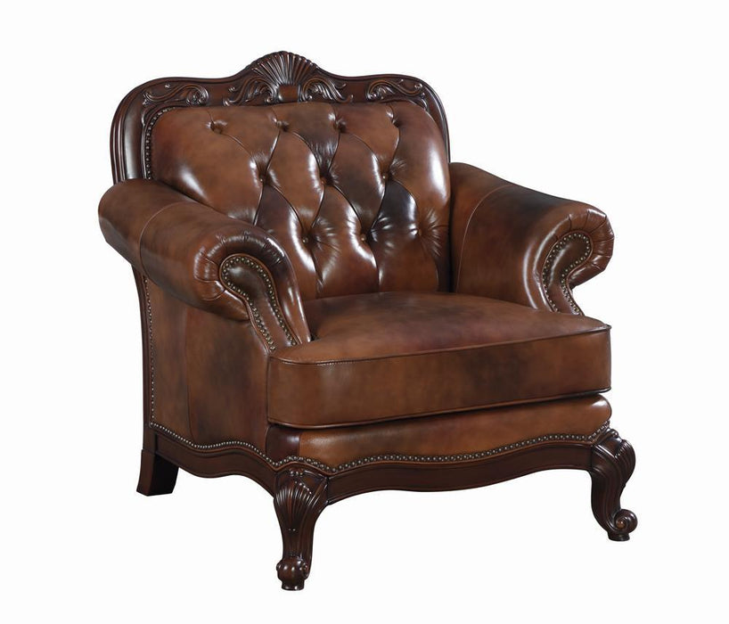 Victoria Rolled Arm Chair Tri-tone and Brown - U&U Home Budget Furniture (Carteret, NJ)