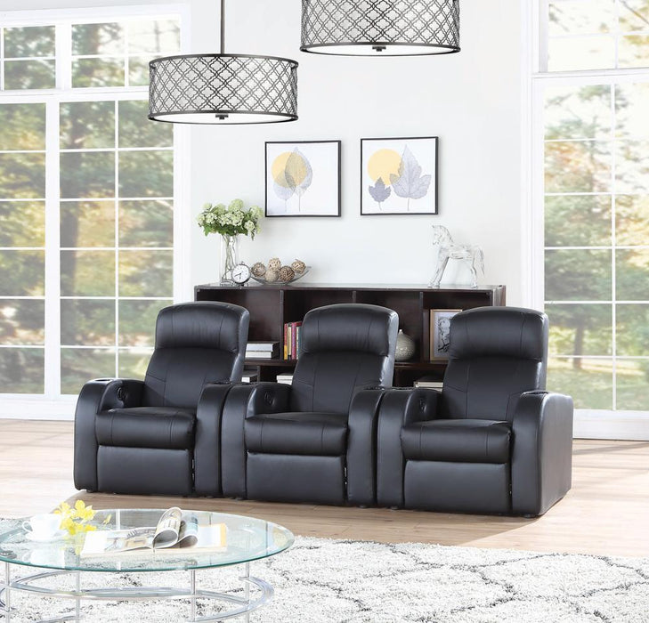 Cyrus Home Theater Upholstered Recliner Black - U&U Home Budget Furniture (Carteret, NJ)
