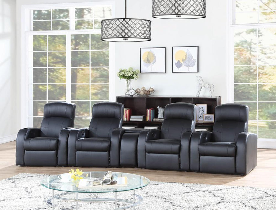 Cyrus Home Theater Upholstered Recliner Black - U&U Home Budget Furniture (Carteret, NJ)