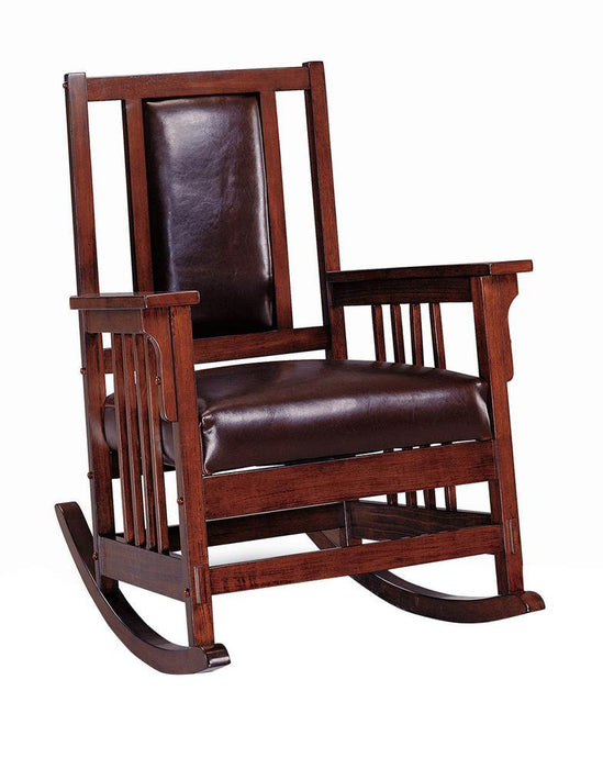 Ida Upholstered Rocking Chair Tobacco and Dark Brown - U&U Home Budget Furniture (Carteret, NJ)