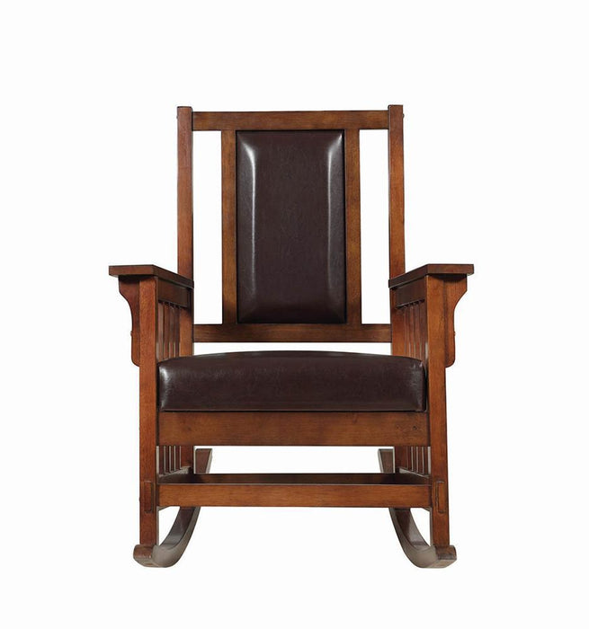 Ida Upholstered Rocking Chair Tobacco and Dark Brown - U&U Home Budget Furniture (Carteret, NJ)