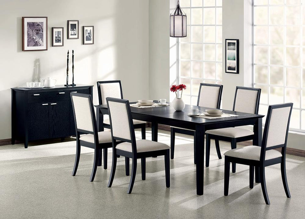 Louise Rectangular Dining Table with Extension Leaf Black - U&U Home Budget Furniture (Carteret, NJ)